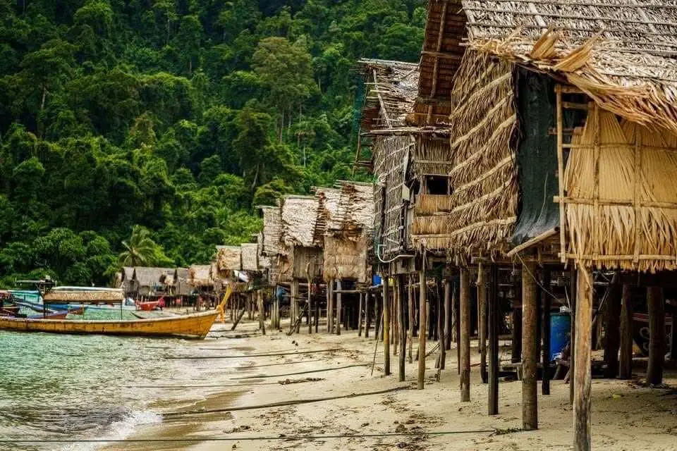 Wooden village houses on the Surin Islands