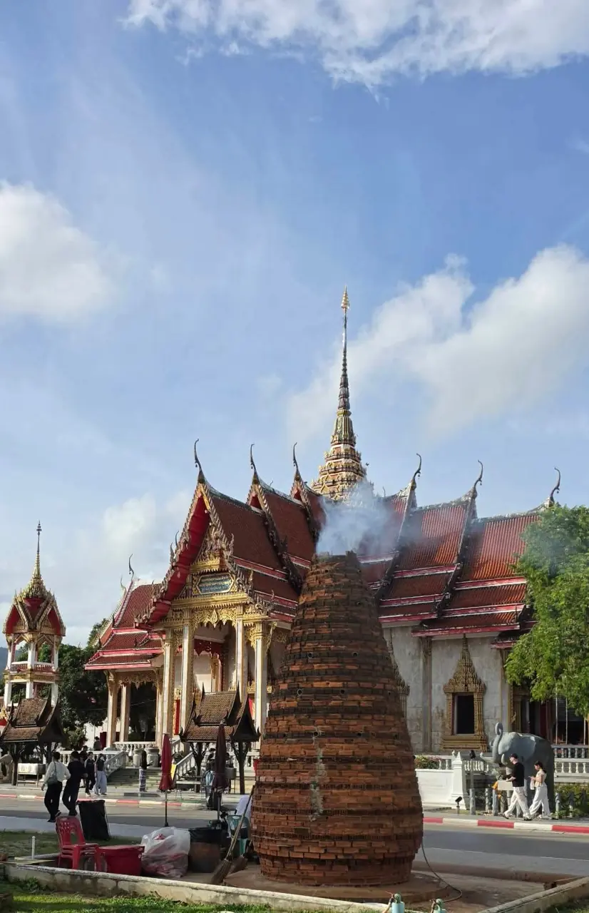 Ornate temple buildings at Wat Chalong